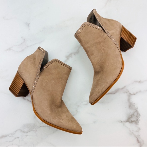 Sole Society Shoes - Sole Society tan grey point toe cutout booties